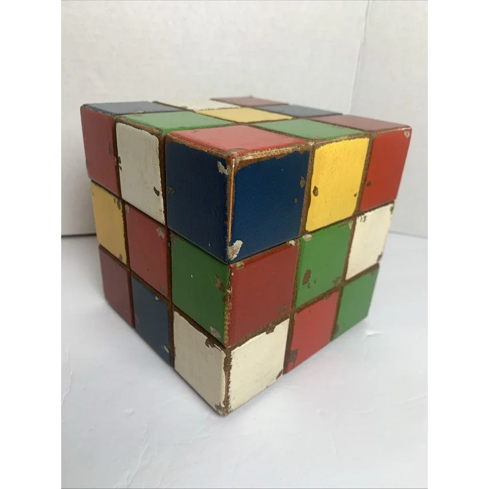 Rustic - Wooden - RUBIKS Cube - Storage‎ BOX - Home Decor Vintage Style